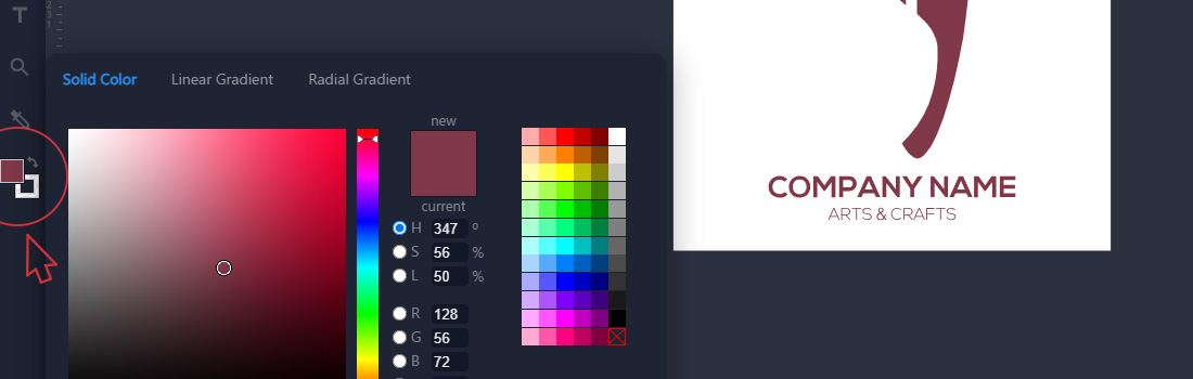 Change color of selected object