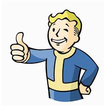 Vault boy giving the thumbs up from the game fall out